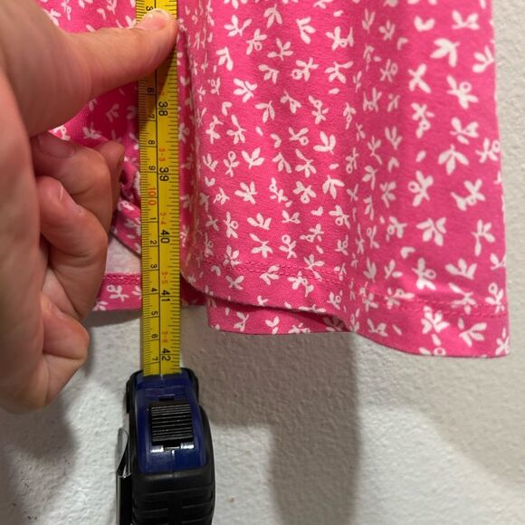 Lands End ladies dress 1X plus size pink white v-ditsy print casual everyday - Picture 10 of 12